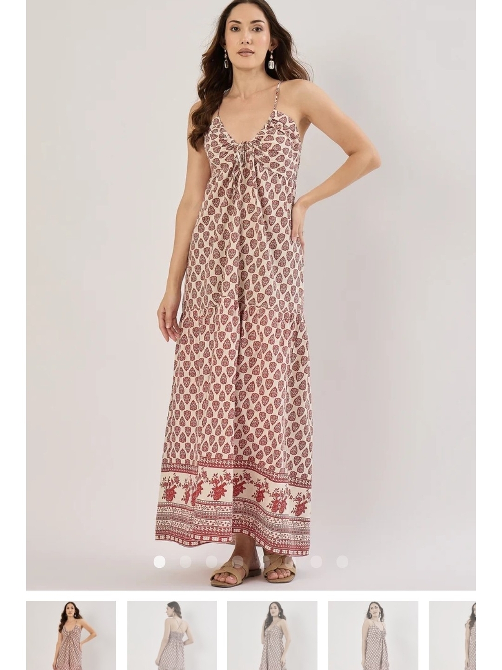 Printed Tie-Front Maxi Dress in Blush Paisley